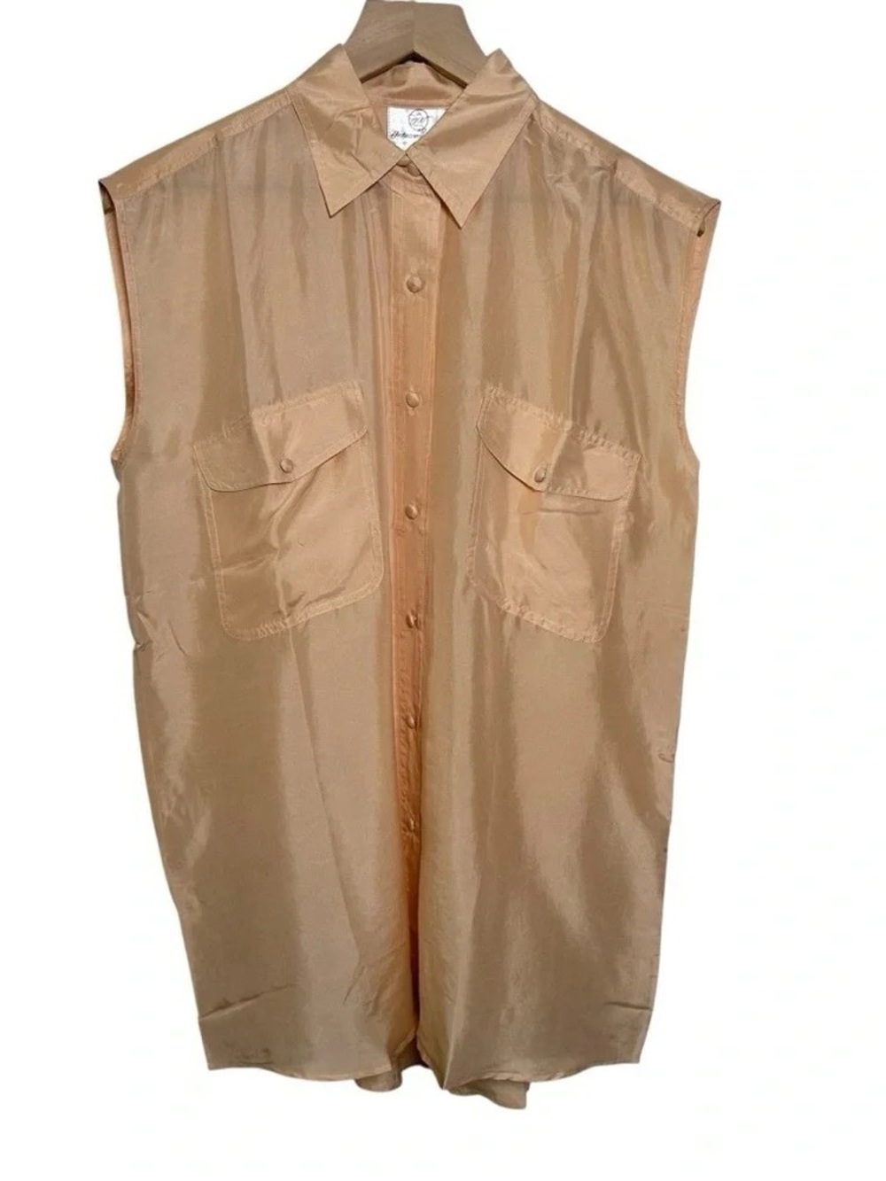 Sleeveless Button-Front Men's Shirt in Tan